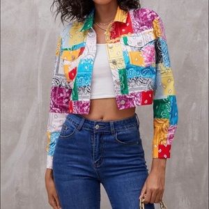 Paisley Patchwork Flap Pocket Crop Jacket